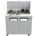 Koolmore Stainless Steel Refrigerated Food Prep Station Table Two Doors with Hood Cover SPTR-2D-10C-LT